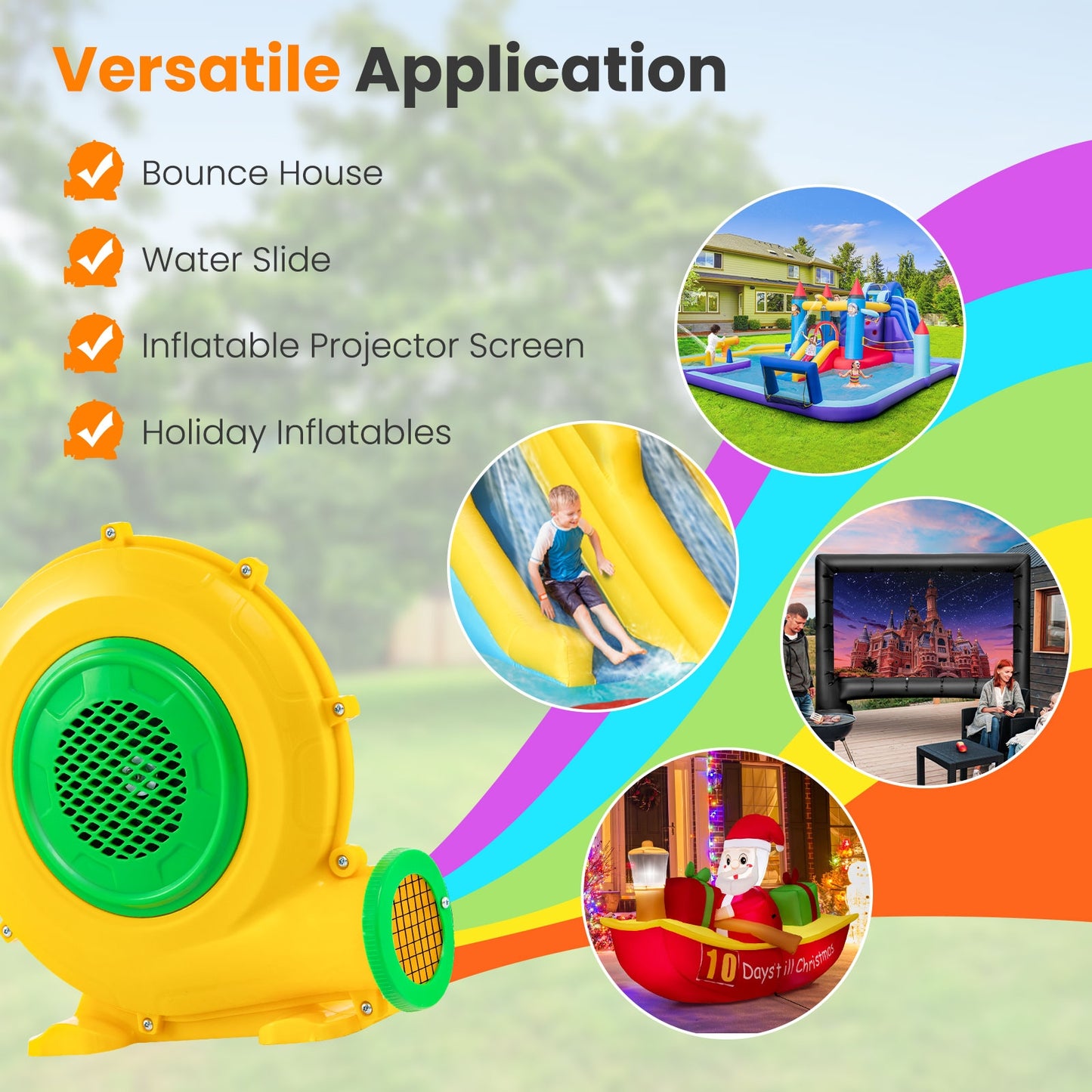 480W Air Blower Air Pump Fan with Convenient Handle and Ground Stakes-480W, Yellow Air Blowers at Gallery Canada