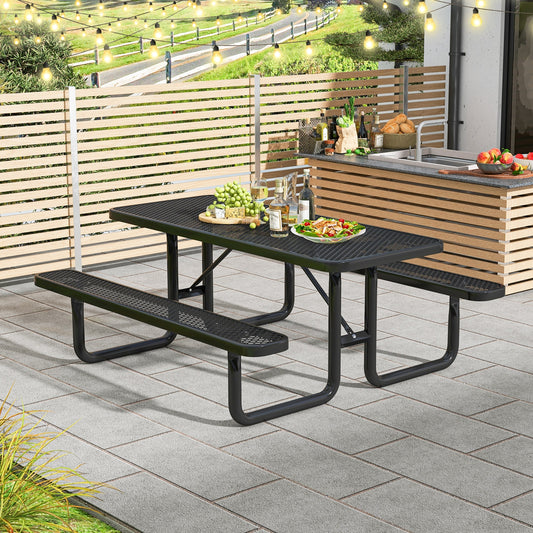 Outdoor Picnic Table And Bench Set For 8 Person, Black Picnic Tables Black at Gallery Canada