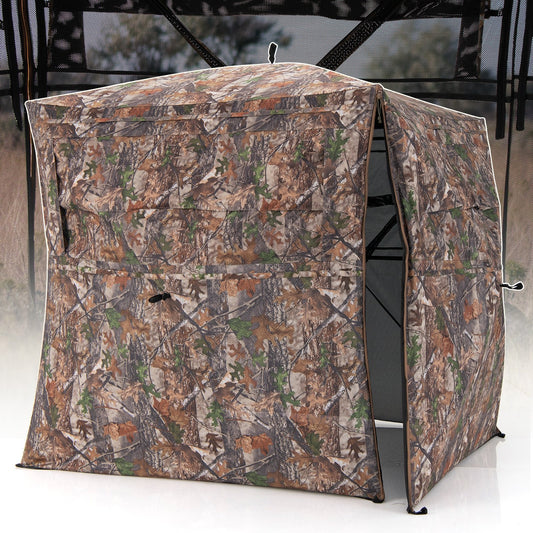 Hunting Blind 360 Degree One-Way See-Through Ground Blind for 2-3 Person, Camouflage