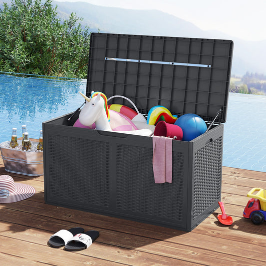 100 Gallon Resin Deck Box, Waterproof Outdoor Storage Bench, Gray Sheds & Outdoor Storage Gray at Gallery Canada