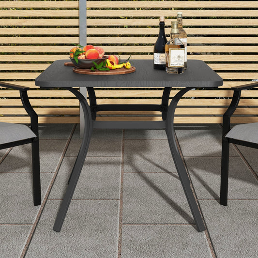 32 Inch Metal Square Patio Dining Table, 4 Curved Legs, Gray Patio Dining Tables Gray at Gallery Canada