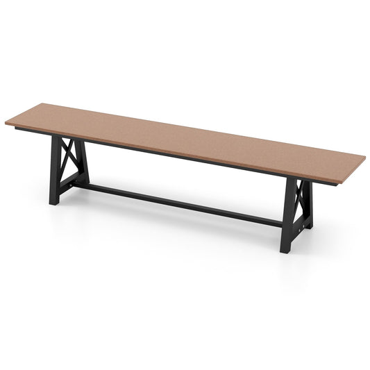 3-4 Person Outdoor HDPE Bench with Metal Frame, Brown