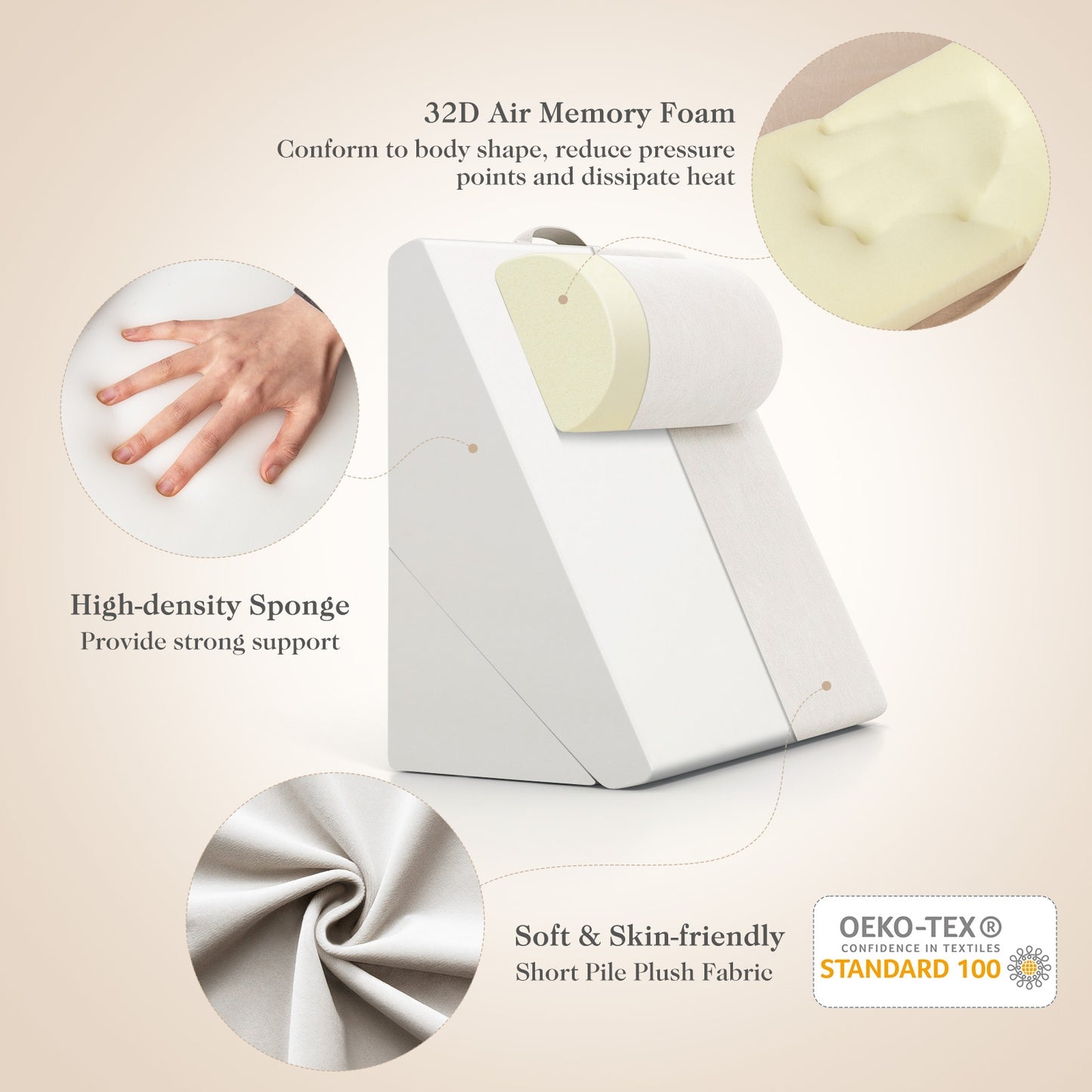 3 Pieces Bed Wedge Pillow Set with Air Memory Foam-Off-white, Off White Bedding at Gallery Canada