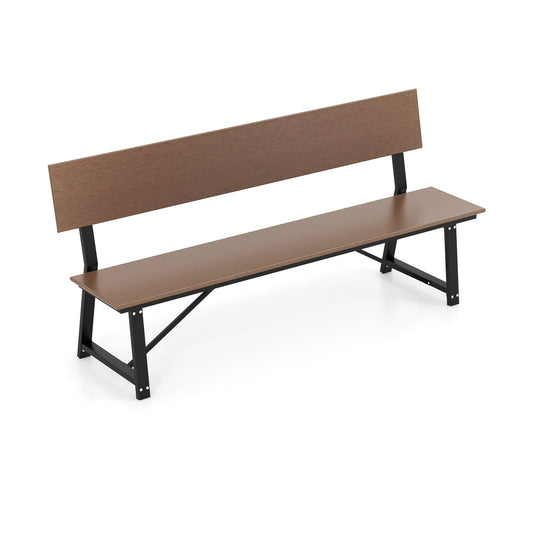 72 Inch Extra Long Bench with All-Weather HDPE Seat & Back for Yard Garden Porch, Brown