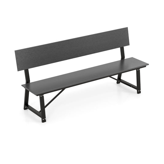 72 Inch Extra Long Bench with All-Weather HDPE Seat & Back for Yard Garden Porch, Gray