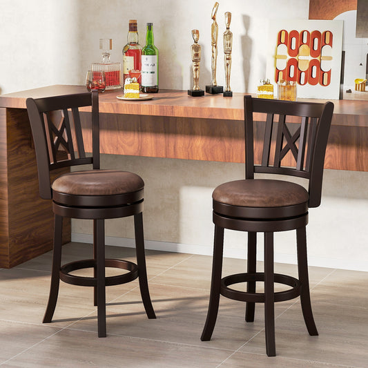 Set Of 2 Swivel Bar Stools, 26 Inches, With Footrest And Hollowed Backrest Bar Stools Options at Gallery Canada
