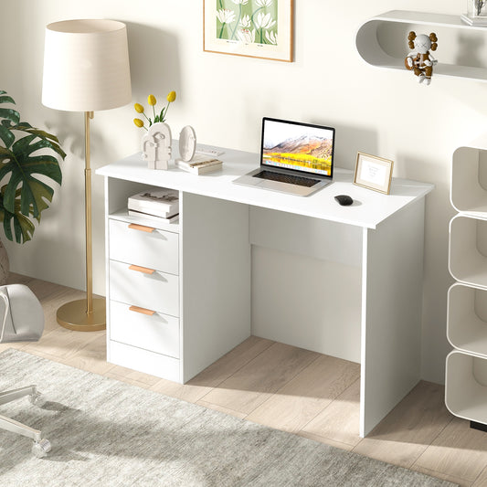 Home Office Desk With Power Outlet, 3 Drawers, White Computer Desks White at Gallery Canada