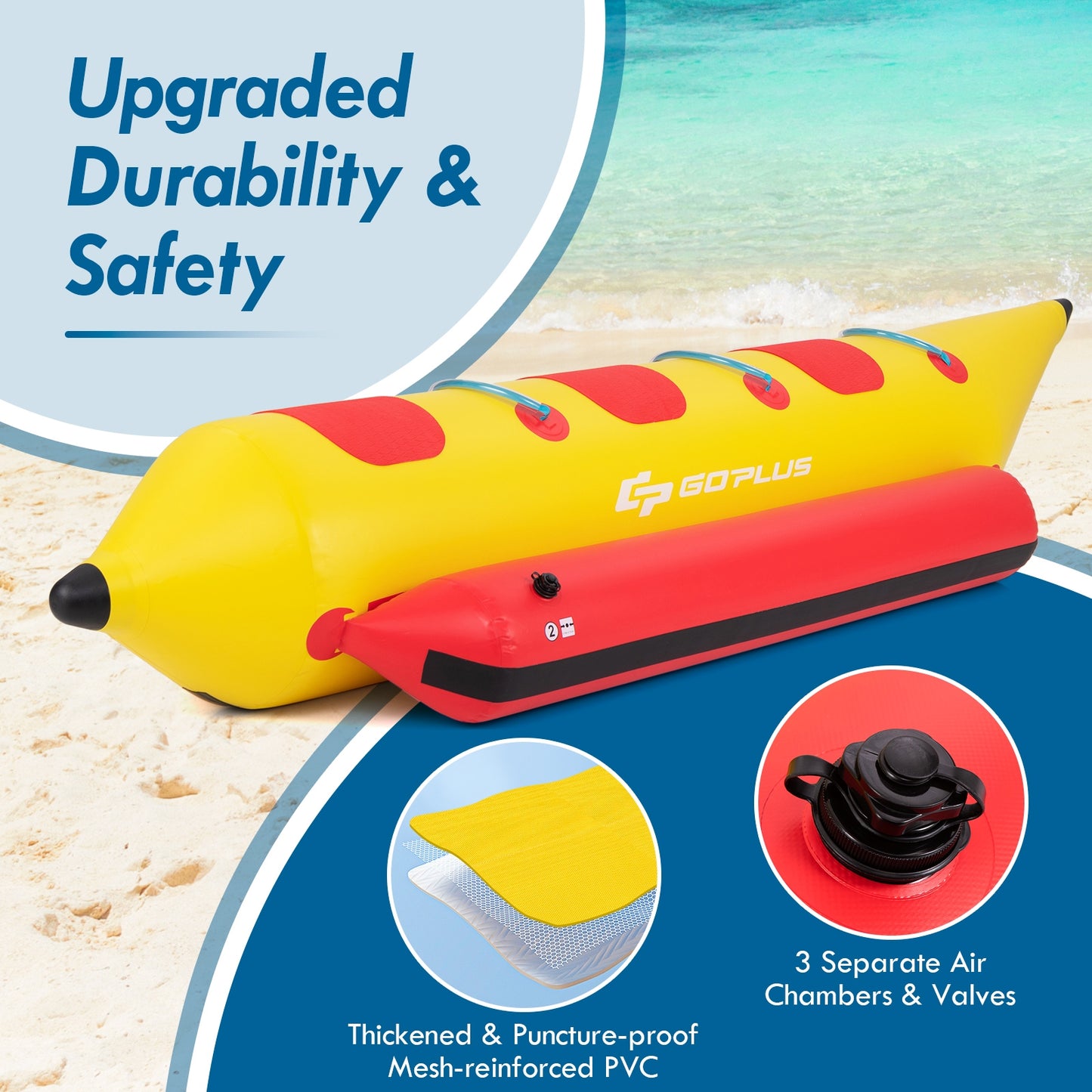 3-Person Inflatable Banana Boat with Electric Air Pump Carrying Bag and Repair Kit, Yellow Water Sports at Gallery Canada