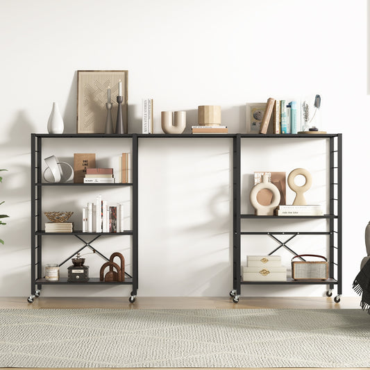 4-tier Foldable Storage Shelf for Tool Room Kitchen Living Room, Black Cabinets & Chests Black at Gallery Canada