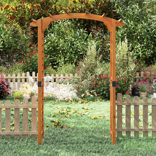 7.5 FT Wooden Garden Arch Trellis For Climbing Plants, Orange Outdoor Decor Orange at Gallery Canada