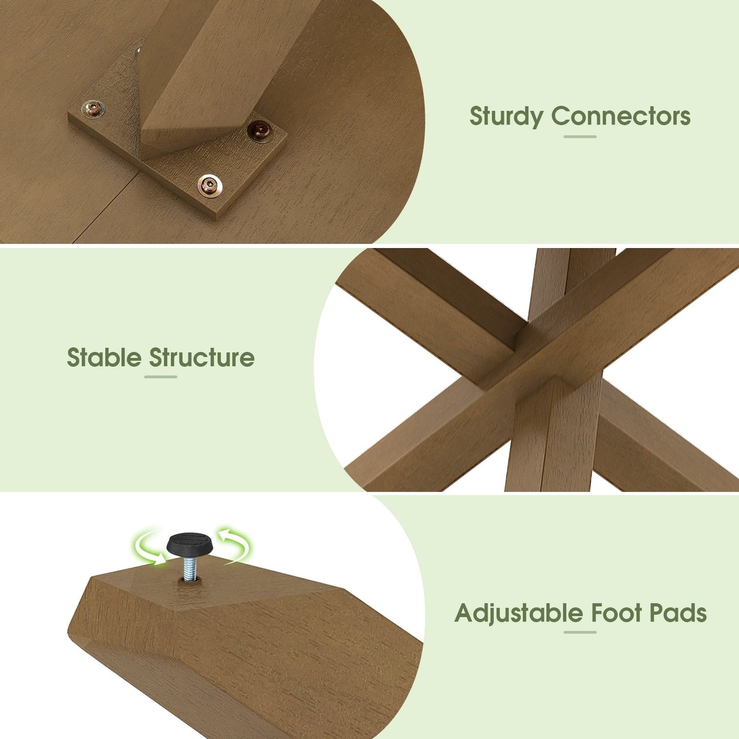 Table à manger ronde de 47 pouces, pieds en bois d'acacia massif, pour 4 à 6 personnes, naturel