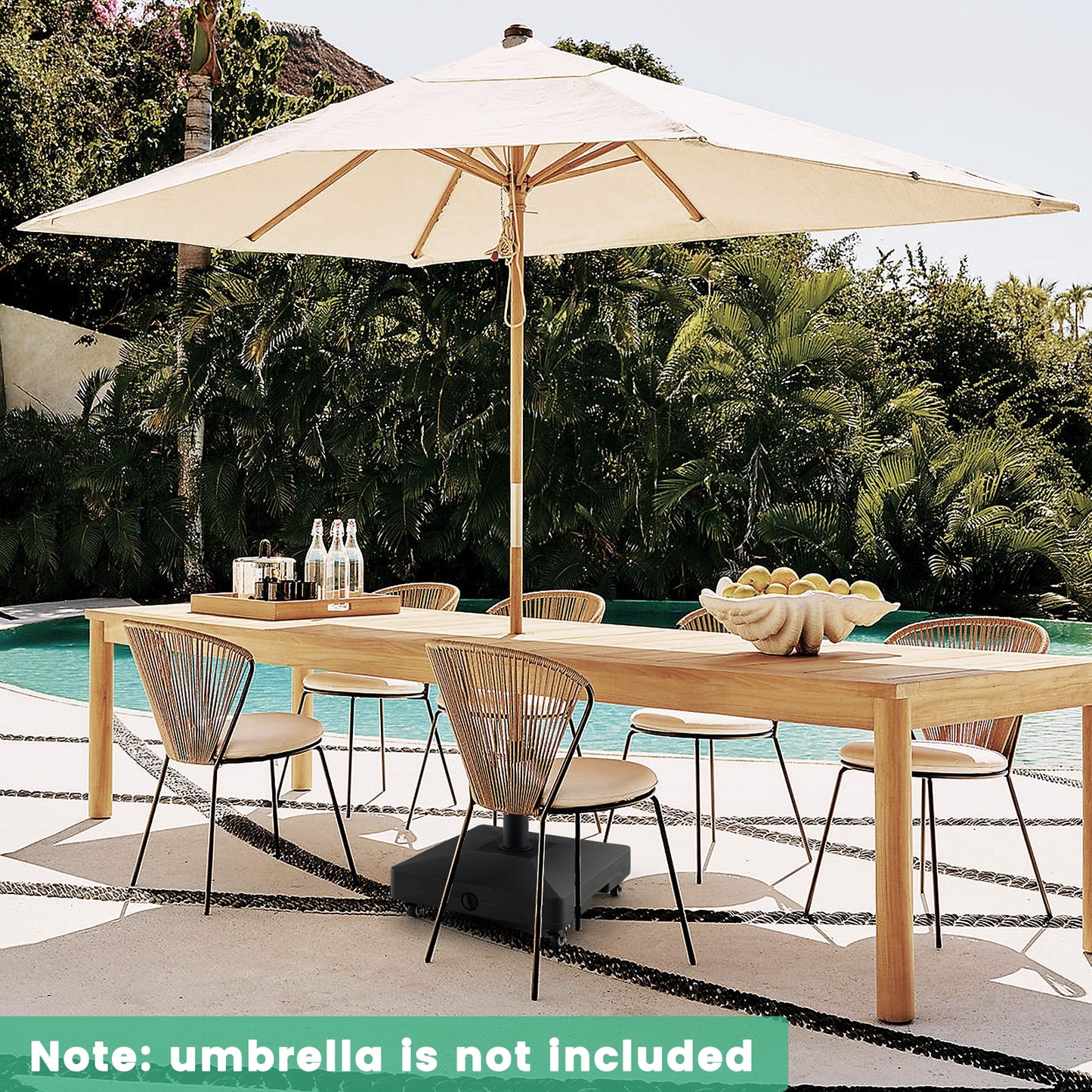 Fillable Umbrella Base Stand, Lockable Universal Wheels, Black Outdoor Umbrella Bases at Gallery Canada