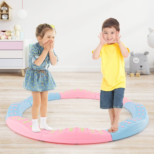 Kids Wavy Balance Beam, Textured Surface, Non-Slip Foot Pads, Pink, Blue Toy Sports Pink & Blue at Gallery Canada
