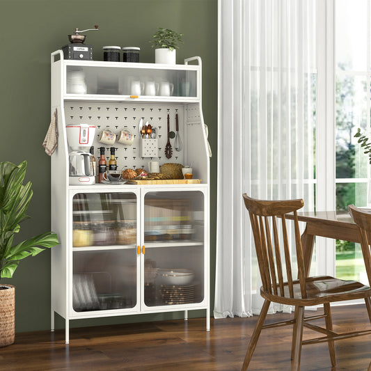 5-Tier Metal Baker's Rack, See-through Flip-up Door, Pegboard, White Baker's Racks White at Gallery Canada