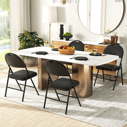 2 Pack Padded Folding Chairs, Metal Frame, Carry Handle, Black Conference Chairs Black at Gallery Canada
