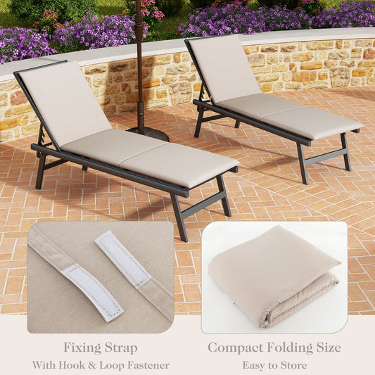 Outdoor Chaise Lounge Cushion, Folding Pad With Fixing Straps, Beige Outdoor Furniture Accessories Beige at Gallery Canada
