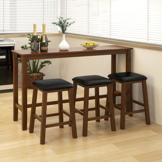 4-Piece Bar Table Set, Counter-Height Table, 3 PVC Leather Stools, Brown Dining Room Sets Brown at Gallery Canada