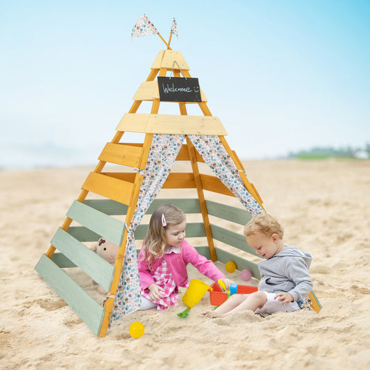 Triangle Hideaway Playhouse with Removable Chalkboard for Indoor and Outdoor, Multicolor Play Tents & Playhouse Multicolor at Gallery Canada