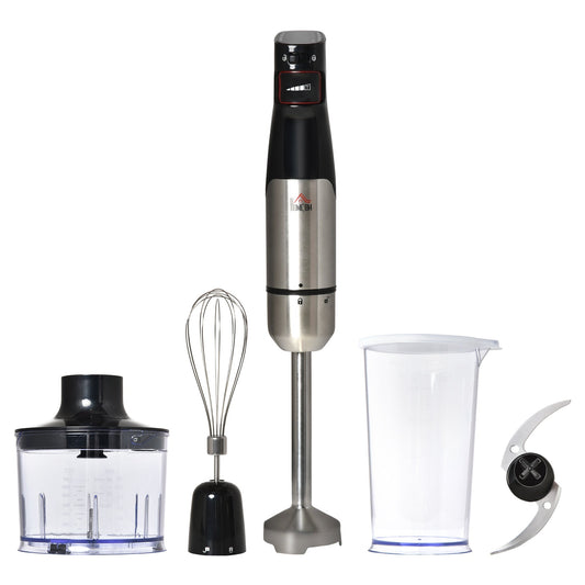 Immersion Hand Blender, 400W 4-In-1 Handheld Stick Blender with Adjustable Speed, 500ml Chopper, Egg Whisk, 800ml Measuring Cup, Stainless Steel Blades for Smoothie, Baby Food, Sauce, Soup - Gallery Canada