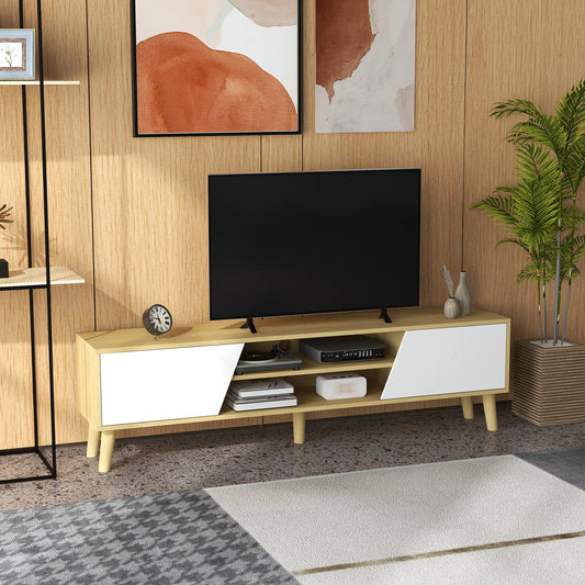 TV Stand for 65 Inch TV, Entertainment Center, Oak White, White TV Stands Oak, White at Gallery Canada