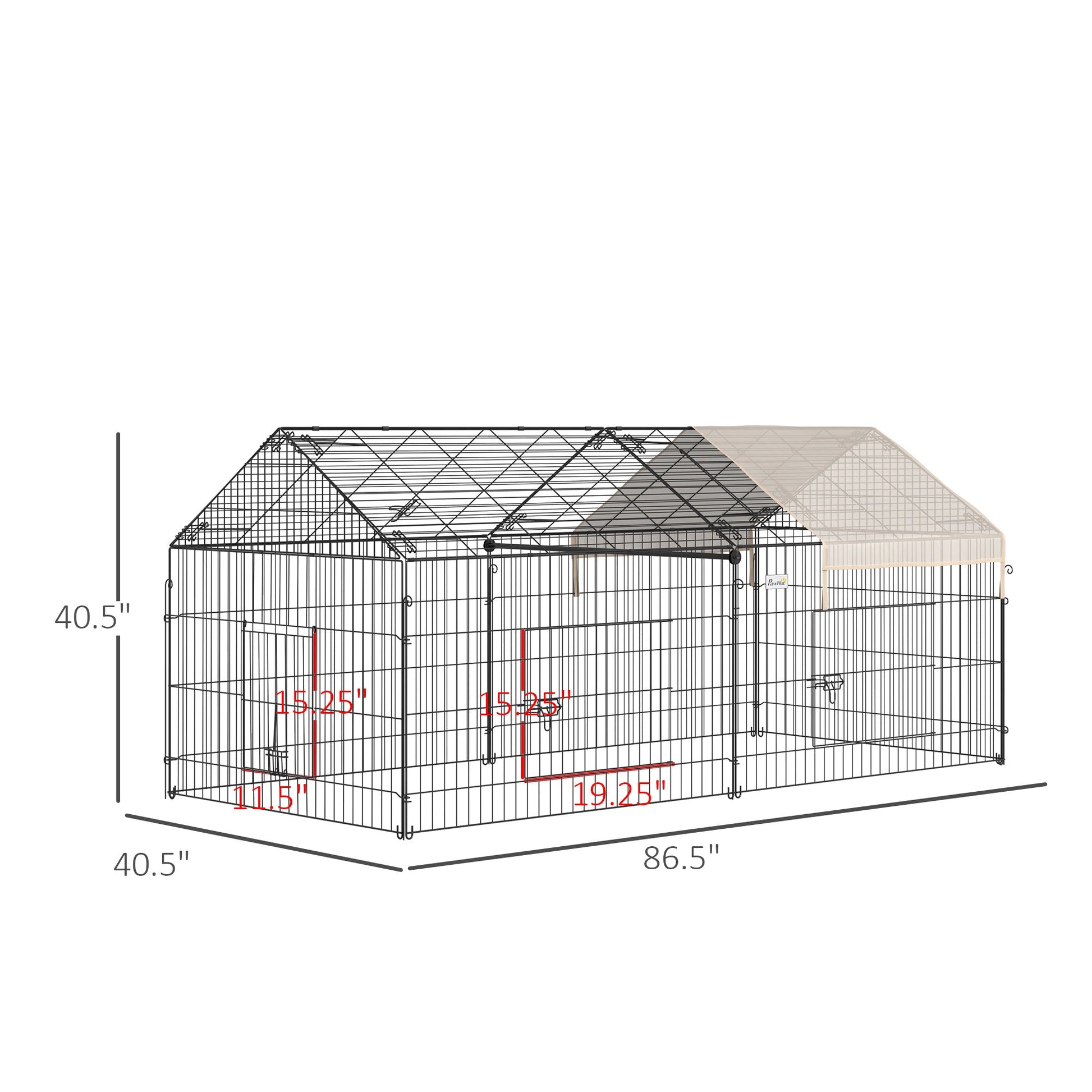 Indoor Ferret Cage Metal Chicken Run, Outdoor Dog Kennel Catio with Water-Resistant Cover, Portable Small Animal Playpen for Rabbit Guinea Pig, 86.5" x 40.5" x 40.5", Beige at Gallery Canada