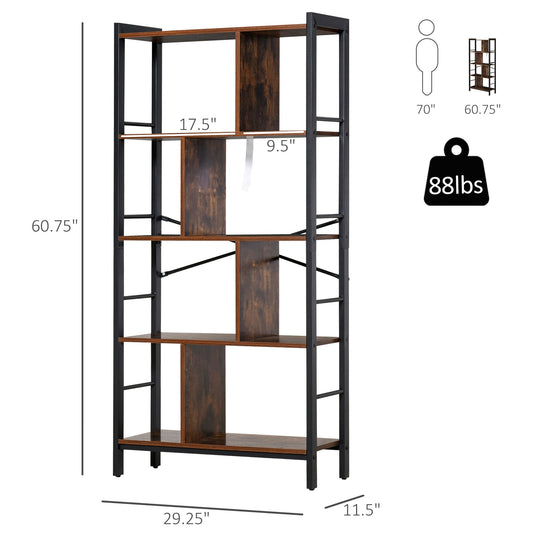 Industrial Bookshelf, Bookcase with 4-Tier Display Shelf for Living Room Office - Gallery Canada