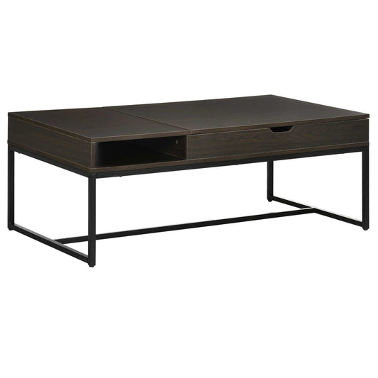 Industrial Coffee Table with Flip Top, Center Table with Storage Shelf and Steel Frame for Living Room, Coffee - Gallery Canada