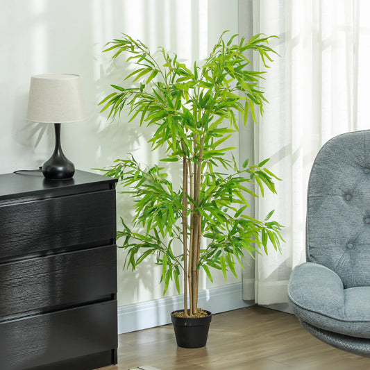 Artificial Bamboo Tree, 5ft, Realistic Leaf, Natural Trunk, Decorative Plant Artificial Trees Green at Gallery Canada