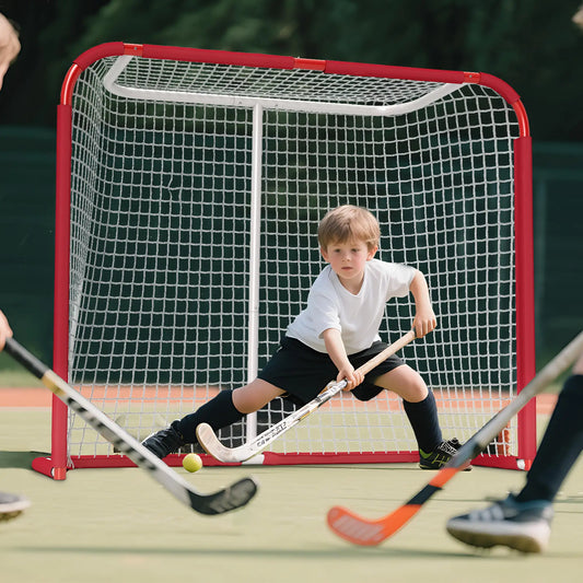 Hockey Net, Steel Frame, PE Mesh, Outdoor Training Equipment Football Red, White at Gallery Canada