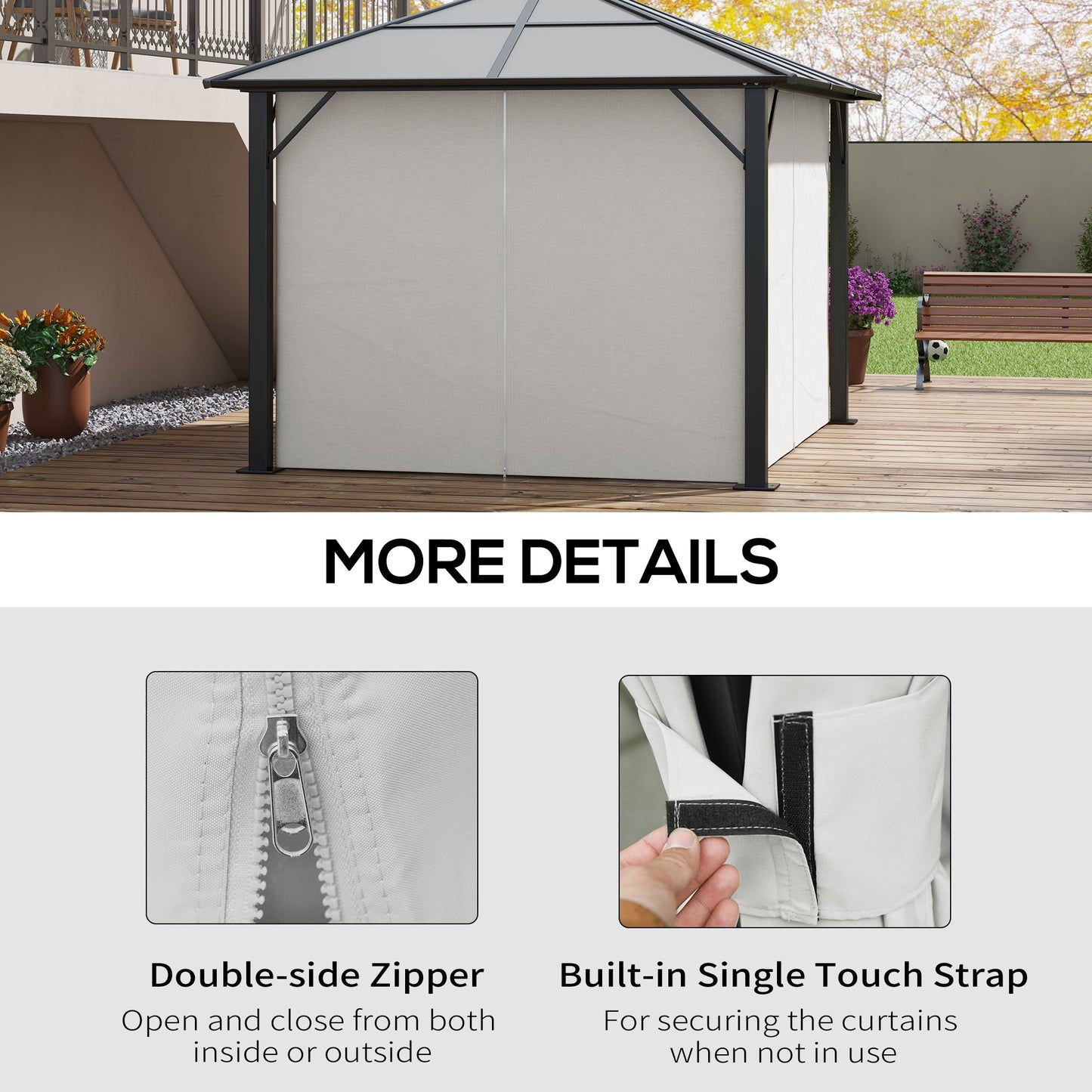 Gazebo Replacement Sidewalls 4-Panel Privacy Wall for 10' x 12' Canopy, Outdoor Shelter Curtains Accessories Light Grey at Gallery Canada