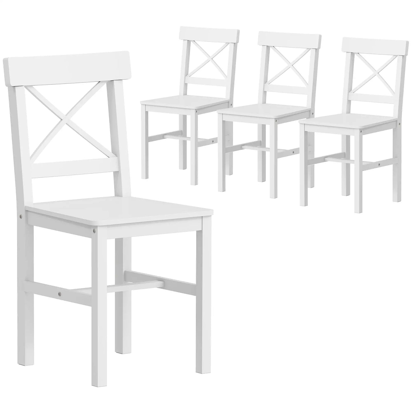 Wooden Dining Chairs Set of 4, Cross Back, Solid Structure, White Dining Chairs at Gallery Canada