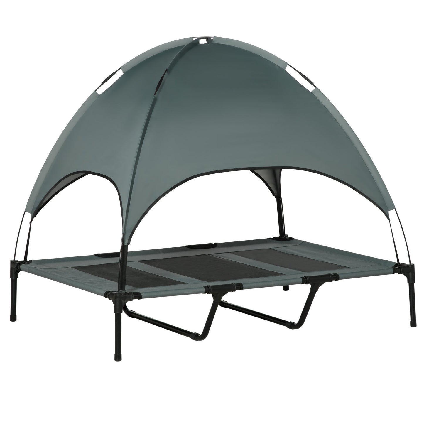 Elevated Dog Bed with Canopy, Portable Raised Dog Cot for XL Sized Dogs, Indoor &; Outdoor, 48" x 36" x 43", Grey at Gallery Canada