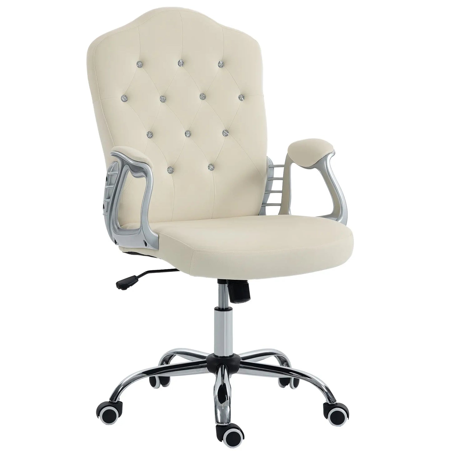 Velvet Office Chair, Swivel Wheels, Adjustable Height, Tilt Function, Beige Task Chairs at Gallery Canada