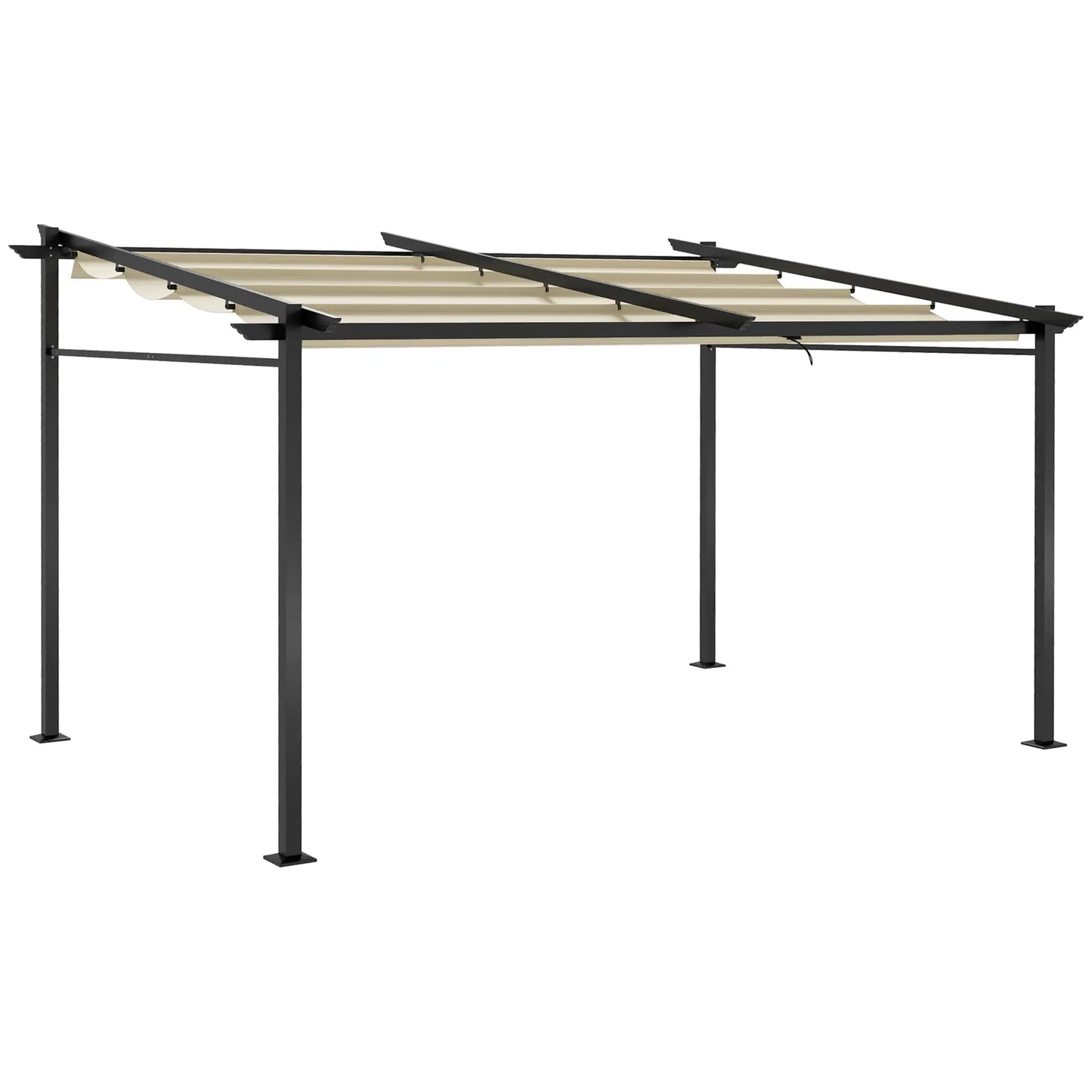 Metal Pergola, Sliding Roof Canopy, Retractable, 10' x 13', Beige Pergolas at Gallery Canada