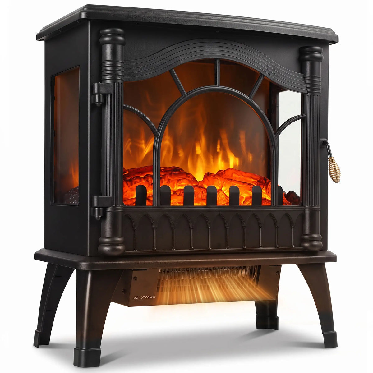 Electric Fireplace 1000W/2000W Freestanding Heater With Thermostat, 3D Flame Effect, Black Electric Fireplaces at Gallery Canada