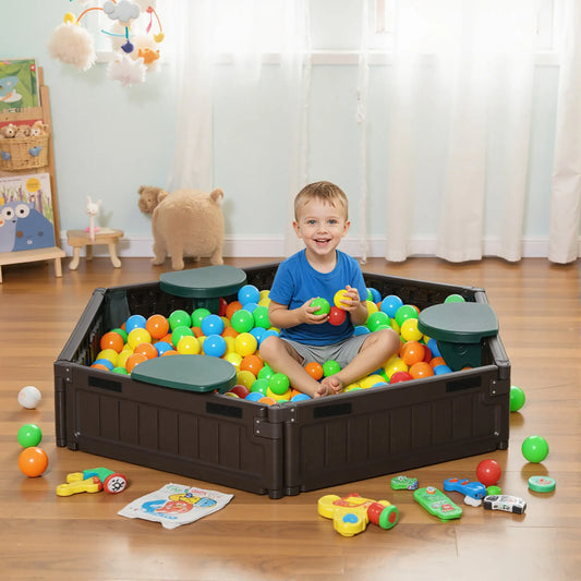 DIY Kids Sandbox with Waterproof Cover, Sand Playset, 3-12 Years, Brown Sandboxes & Accessories Dark green, brown at Gallery Canada