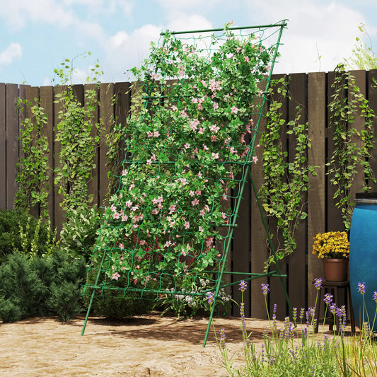 Adjustable A-Frame Garden Trellis, 20 Metal Clips, 4 Net Straps Plant Stands Green at Gallery Canada