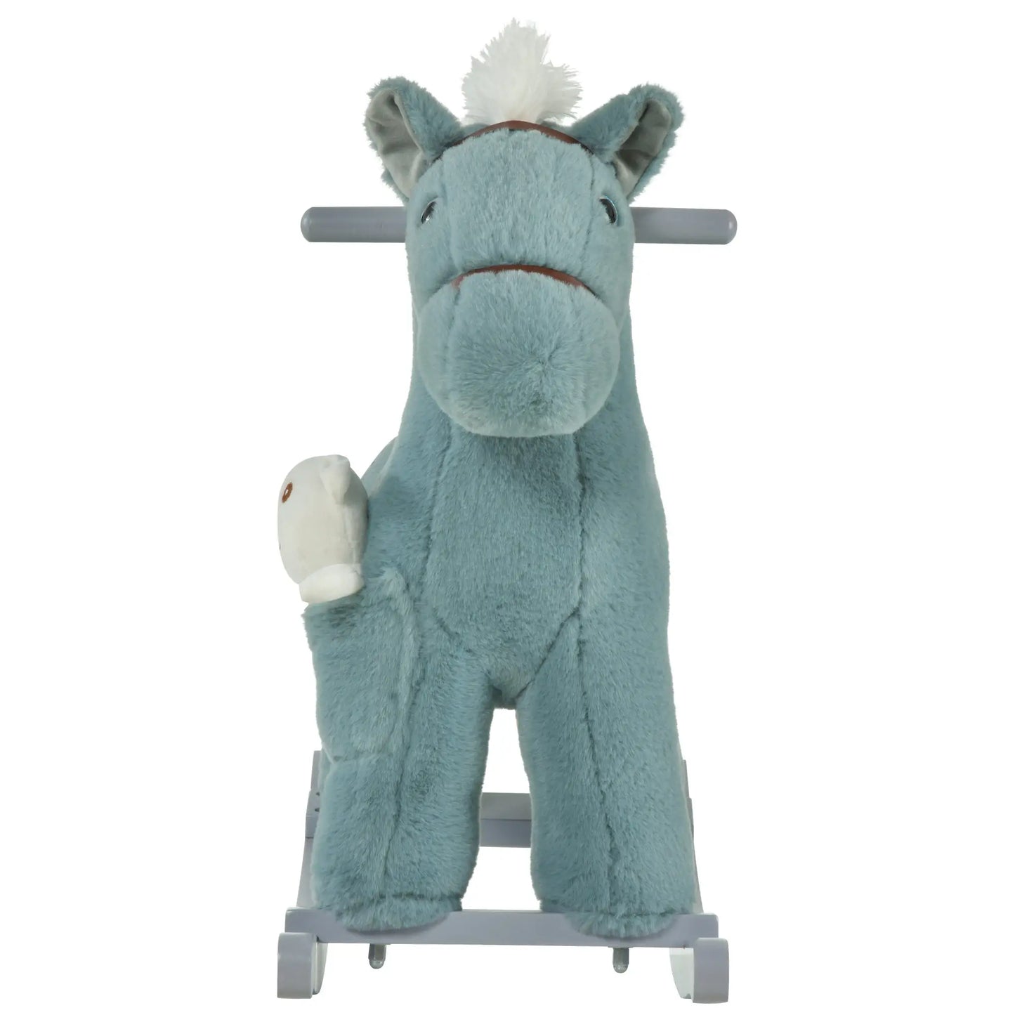 Kids Plush Ride-On Rocking Horse, Soft Bear Toy, Realistic Sounds, Blue Rocking Horses at Gallery Canada