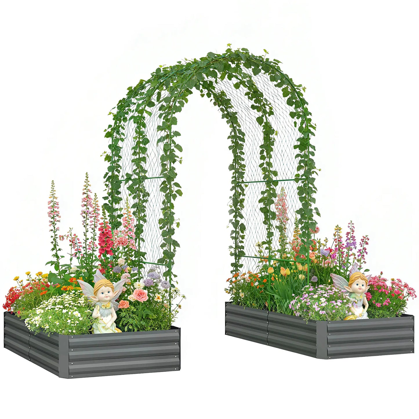 Metal Raised Garden Bed With Trellis, Galvanized Kit, Dark Grey Galvanized Planter Boxes at Gallery Canada