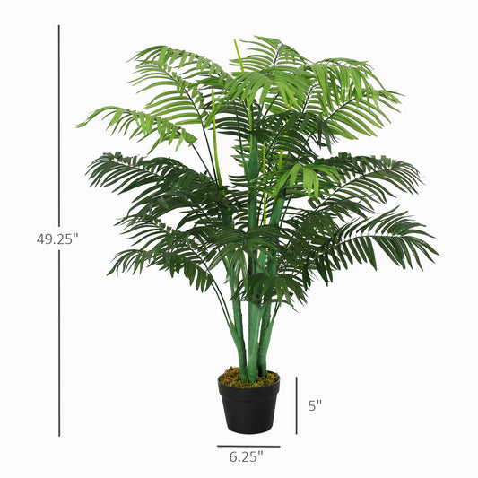 4FT Artificial Palm Tree, Fake Tropical Tree with Lifelike Leaves, Faux Plant in Pot for Indoor and Outdoor Decoration, Green - Gallery Canada