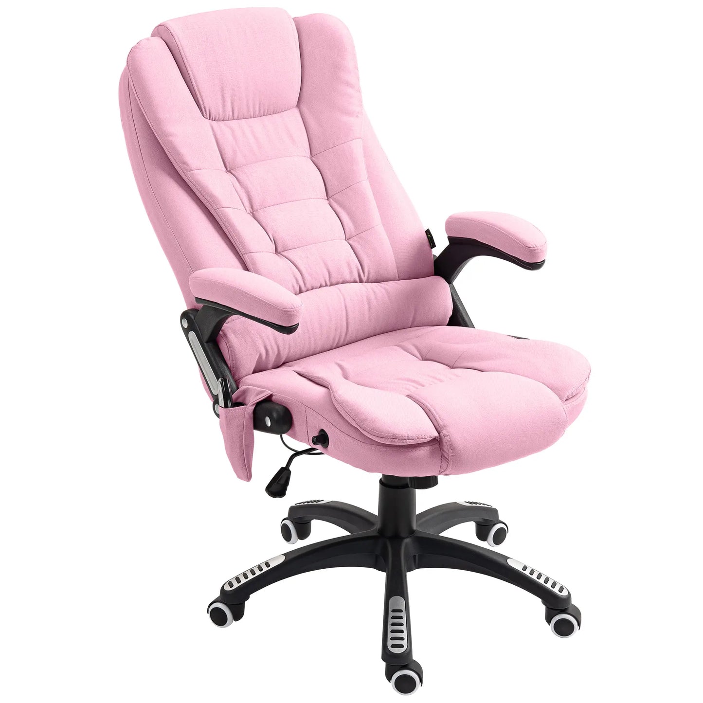 6 Point Vibrating Massage Chair, High Back Executive, Reclining, Swivel Wheels, Pink Massage Chairs at Gallery Canada