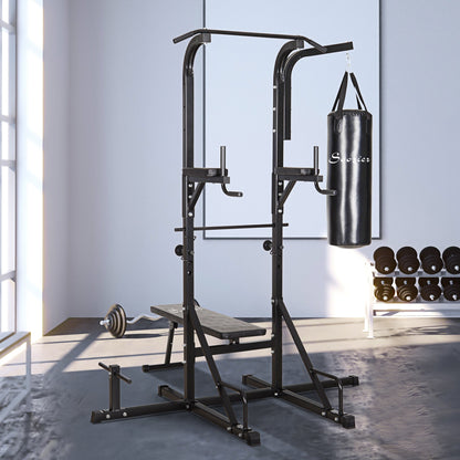 86" Power Tower Full Body Home Gym Fitness Station with Punching Bag Adjustable Sit Up Bench at Gallery Canada