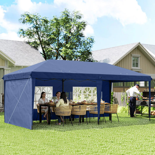 10' x 20' Outdoor Pop Up Canopy Tent, Instant Shelter With Carrying Bag, Blue Pop Up Canopies Blue at Gallery Canada