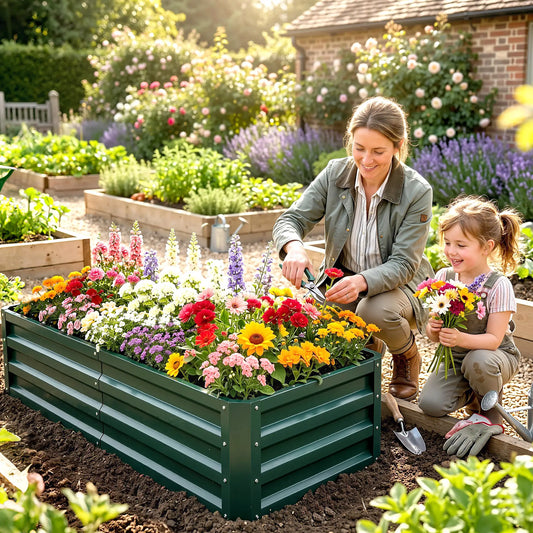 Galvanized Raised Garden Bed, Outdoor Planter Box, 4' x 2' x 1', Green Galvanized Planter Boxes Green at Gallery Canada