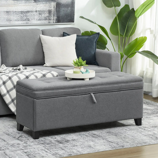 Storage Ottoman Bench, Foot Rest, 47 Inches, Dark Grey