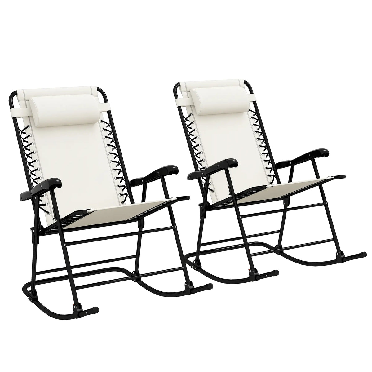 2pc Foldable Rocking Chair Set, Breathable Mesh Seat, Cream Outdoor Rocking Chairs at Gallery Canada