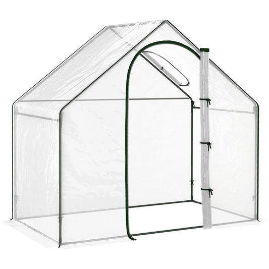 6'x3.3'x5.5' Walk-in Garden Greenhouse with Door and Window, Portable Mini Greenhouse for Plants Flowers Herbs, Steel Outdoor Hot House Growing Tent, Clear PVC Cover - Gallery Canada