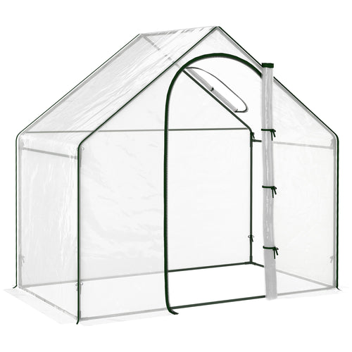 6'x3.3'x5.5' Walk-in Garden Greenhouse with Door and Window, Portable Mini Greenhouse for Plants Flowers Herbs, Steel Outdoor Hot House Growing Tent, Clear PVC Cover