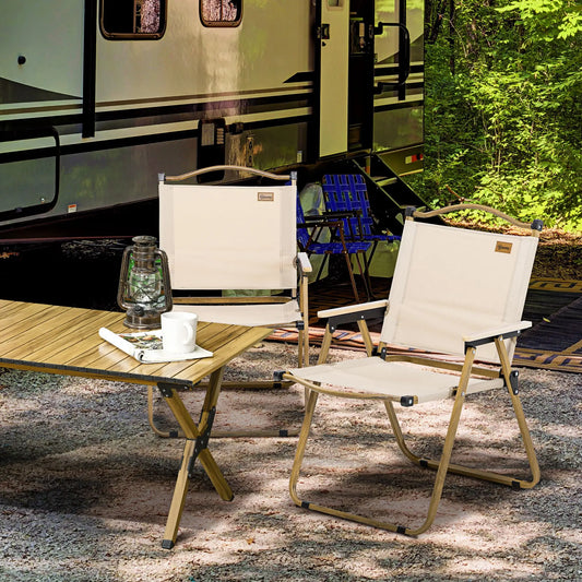 Set of 2 Camping Chairs, Lightweight Folding, Portable, Khaki Picnic Tables & Camping Chairs Khaki at Gallery Canada