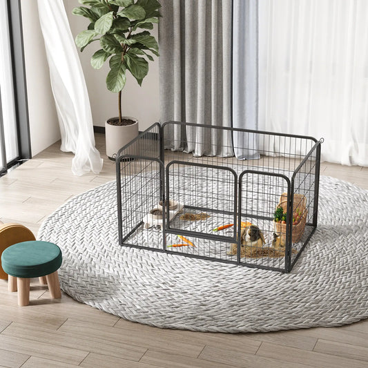 32"W 4-Panel Metal Dog Playpen, Indoor Outdoor Pet Fence, Black Houses, Kennels & Pens Black at Gallery Canada